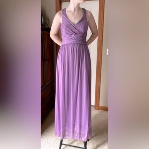 David's Bridal Bridesmaid Dress: Long Mesh with Open Back